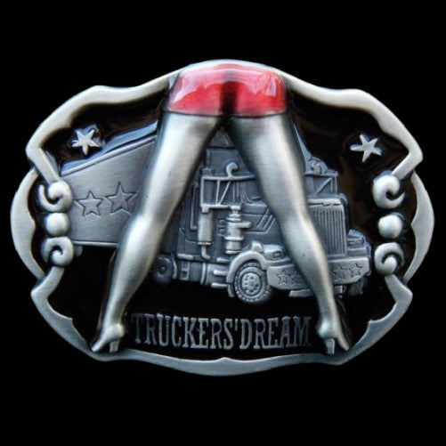 Truckers Dream Truck Trucker 18 Wheeler Sexy Lady Belt Buckle