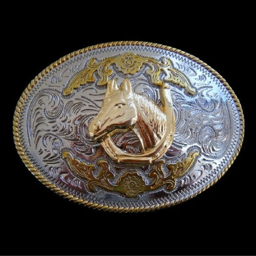 Horse Horseshoe Ranch Cowboy Western Belt Buckle