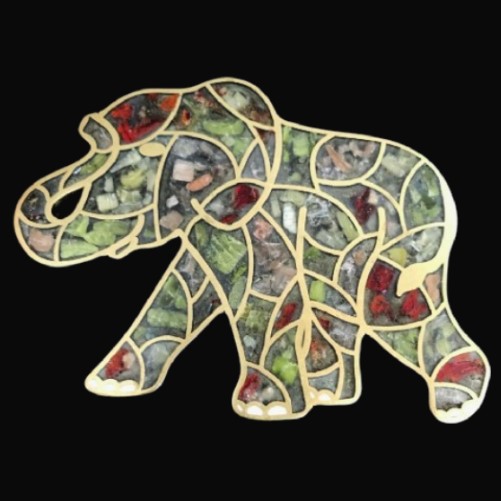 Hebilla de cinturón con mosaico de elefante de la suerte, lujosa placa rellena de piedra