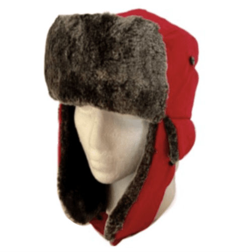 Gorro de esquí ruso cálido con orejeras de soldado de invierno rojo unisex de piel sintética