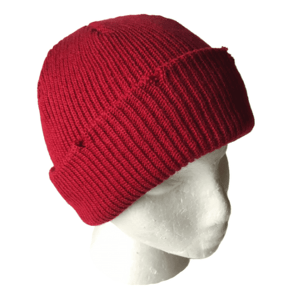 Gorro unisex desgastado informal rasgado, tejido de calle, gorro de invierno rojo cálido