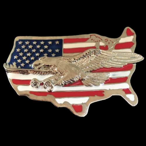 United States American USA Flag Map Eagle Old Glory Belt Buckle