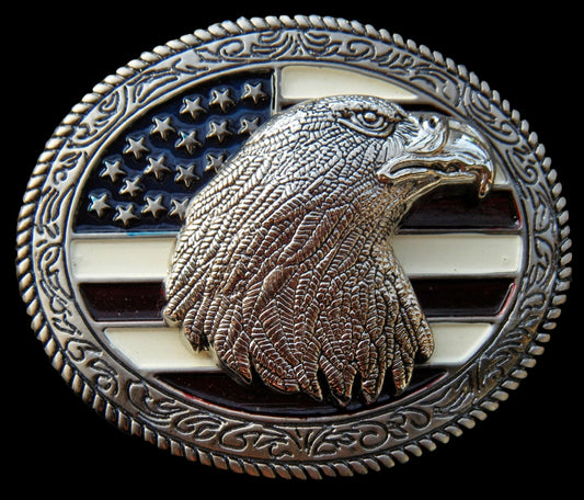 American Flag Stars Stripes Old Glory Eagle Belt Buckle