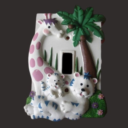 Kids Nursery Baby Room Light Switch Cover Giraffe Animal Palm Tree