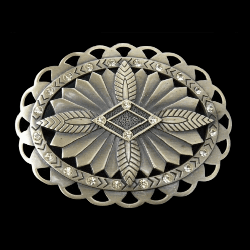 Bohemian Flower Power Rhinestone Belt Buckle