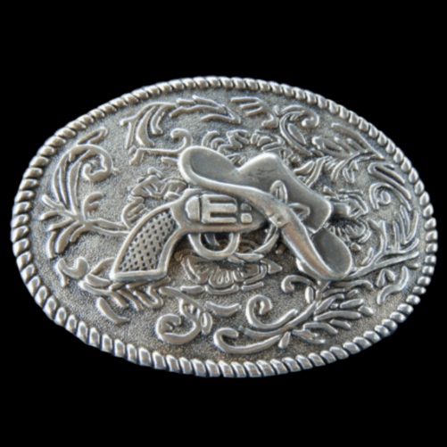 Cowgirl Cowboy Western Colt Gun Hat Belt Buckle