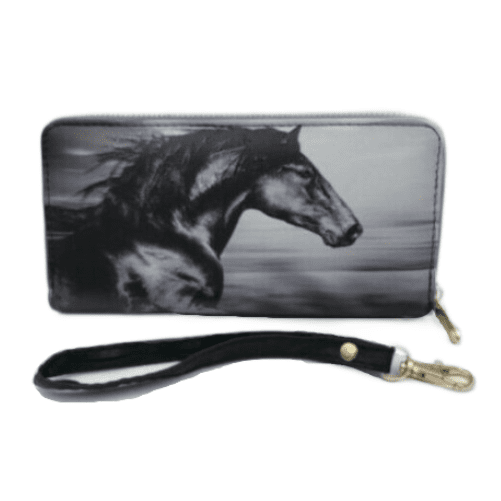 Western Horse Clutch Wallet Wrist Strap Zippered Designs Equestrian Purse