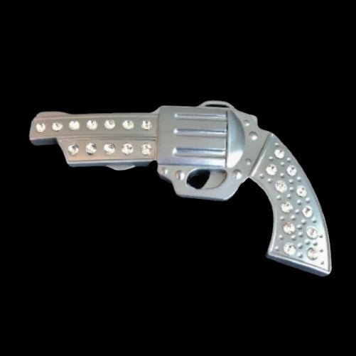 Revolver Handgun Gangster Culture Rhinestone Gun Belt Buckle