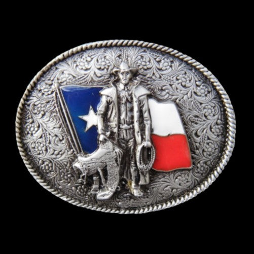 Texas Star Flag Cowboy Saddle Texan Western Belt Buckle
