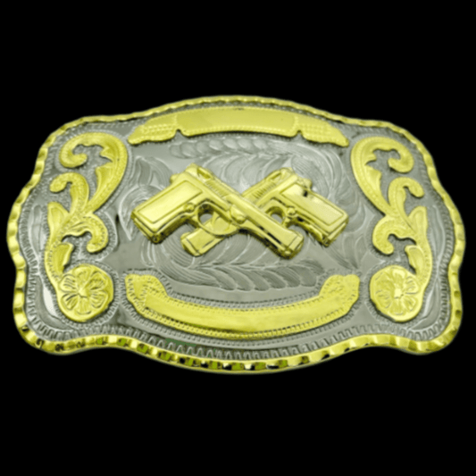 Western Style Urban Cowboy Big Guns Belt Buckle