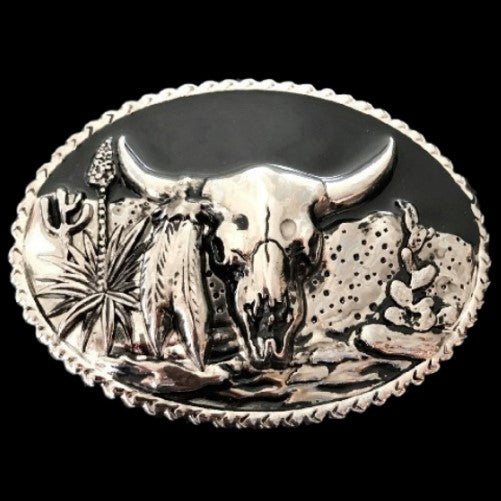 Western Texas Longhorns Steer Animal Horns Belt Buckle