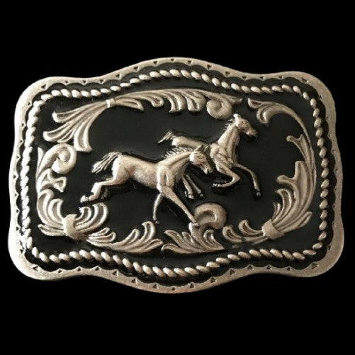 Wild Horses Cowboy Western Belt Buckle