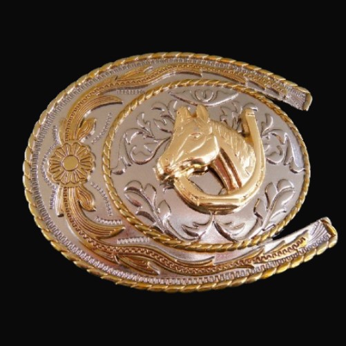 Horse Horseshoe Ranch Cowboy Western Belt Buckle