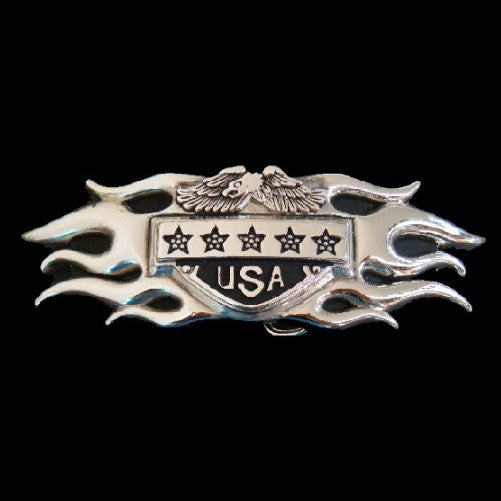 Belt Buckle Eagle USA Motorcycle Biker Flames