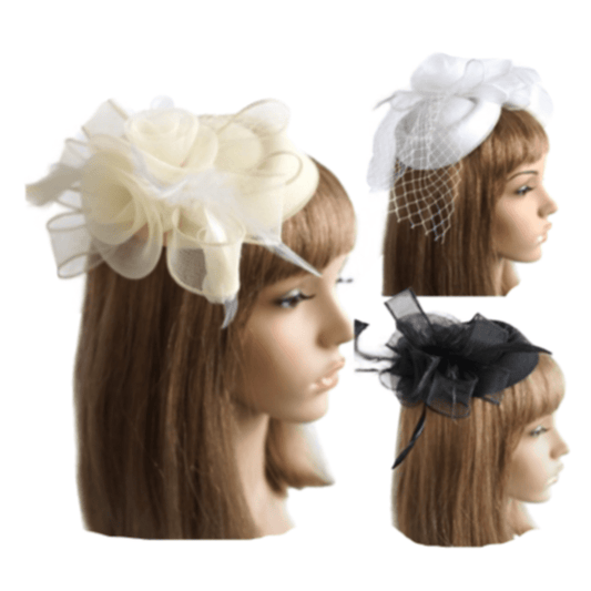 Women Bow Fascinator Feather Hat Cocktail Tea Party Headband Wedding Hair Clip