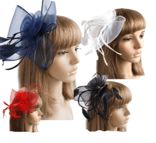 Women's Bow Fascinator Feather Hat Cocktail Tea Party Headband Wedding Hair Clip