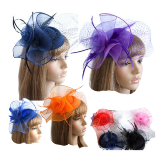 Women Fascinator Feather Hat Cocktail Tea Party Headband Lady Wedding Hair Clip