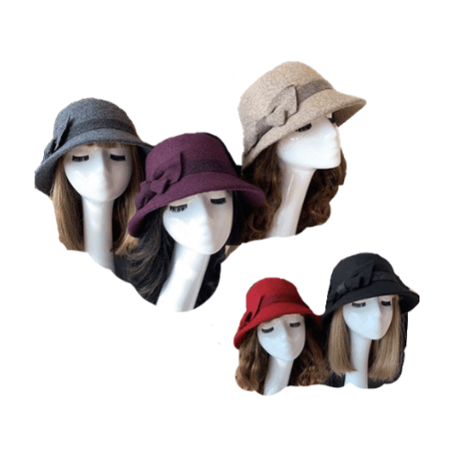 Gorro de invierno 100% lana con aspecto de los años 20 para mujer