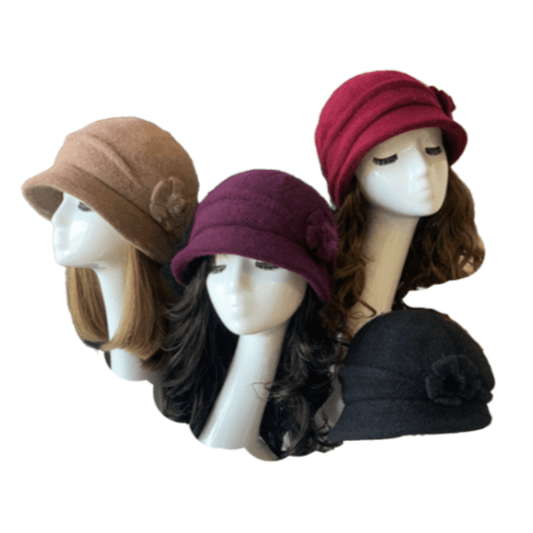 Gorro de invierno 100% lana con aspecto de los años 20 para mujer