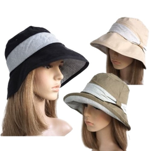 Women's Anti-UV Fashion Wide Brim Summer Beach Cotton Sun Bucket Hat