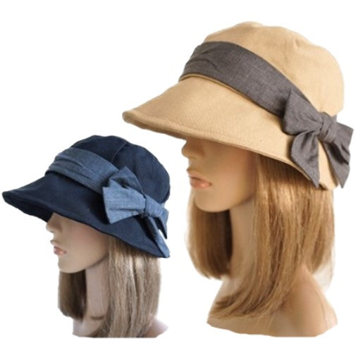 Women's Anti-UV Wide Brim Summer Beach Linen Cotton Casual Sun Bucket Hat