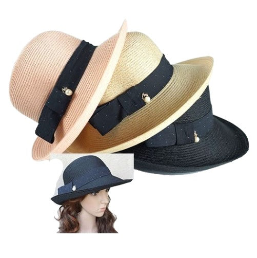 Women's Casual Summer Beach Sun Bucket Hat Ladies Straw Panama Cap