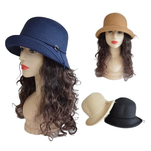 Women's Casual Summer Beach Sun Bucket Hat Ladies Straw Panama Cap