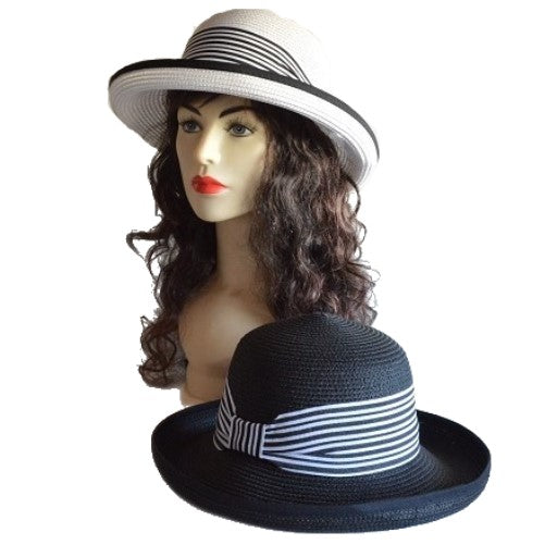 Women's Fashion Roll Up Brim Style Straw Fedora Hats Cool Sun Hat