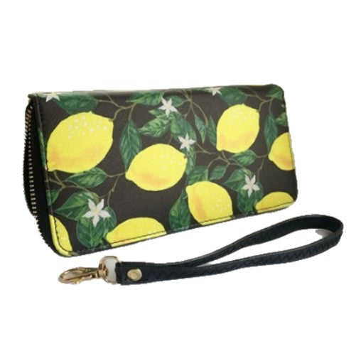 Women's Fashion Zipper Clutch Wristlet Lemon Designs