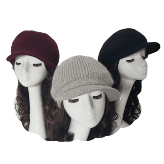 Gorro de boina de nieve para otoño e invierno con ala corta de punto cálido informal para mujer