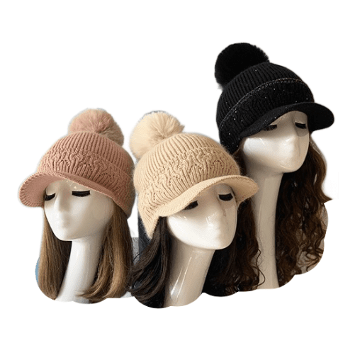 Gorro de boina de nieve para otoño e invierno con ala corta de punto cálido informal para mujer