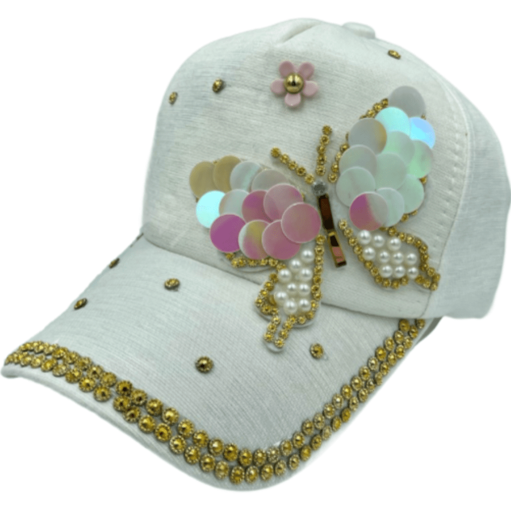 Chapeau papillon à paillettes pour femmes, casquettes de Baseball scintillantes dorées avec strass scintillants