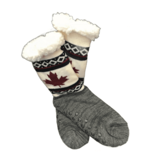 Women's Slipper Booties Indoor Fleece Faux Fur Canada Mapleleaf Winter Boots