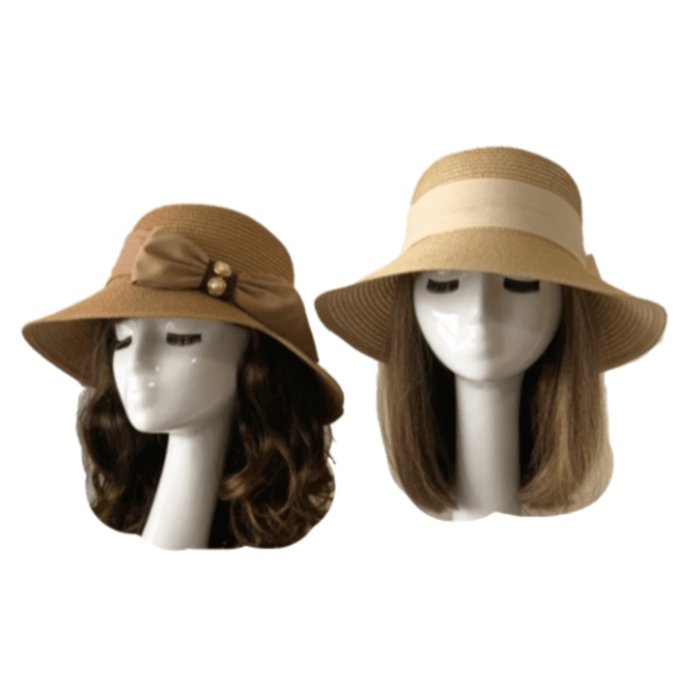 Women's Straw Wide Brim Ribbon Bow Panama Sun Shade Summer Beach Hat Foldable