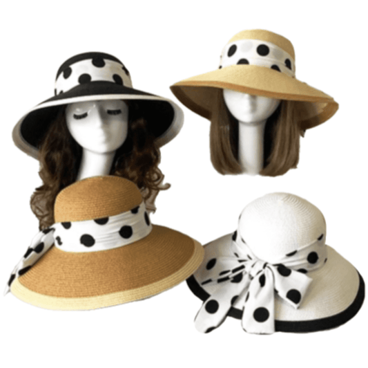 Women's Straw Wide Brim Ribbon Bow Panama Sun Shade Summer Beach Hat Foldable