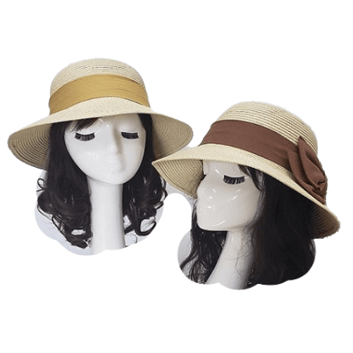 Women's Straw Wide Brim Ribbon Panama Sun Shade Summer Beach Hat Foldable