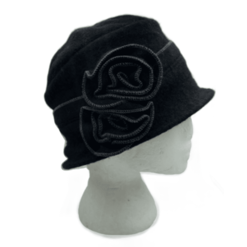 Mujer Dos Flores Años 20 Invierno 100% Lana Gorro Boina Gorro Cloche