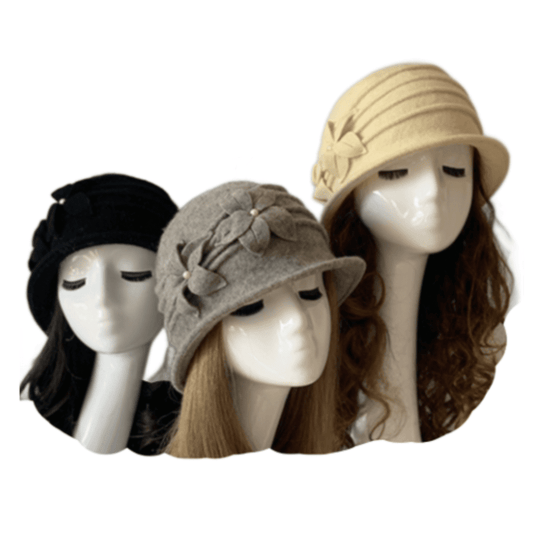 Women's Vintage Gatsby Style Wool Bucket Cloche Beanies Beret Winter Fashion Hat