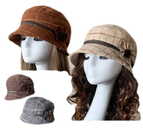 Women's Vintage Gatsby Style Wool Bucket Cloche Beanies Beret Winter Hats