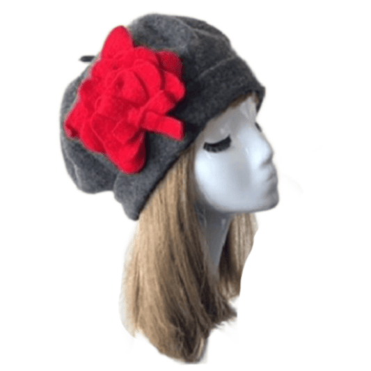 Women's Winter Warm Beret Wool Chic Trimmed Flower Beanie Hat